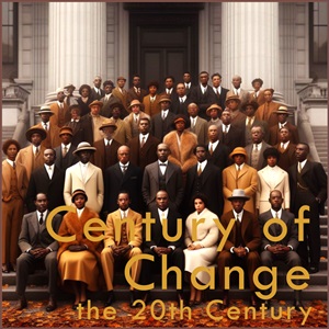 A group of African American citizens are gathered on the front steps of an important building for a group portrait. Image created with the assistance of AI.